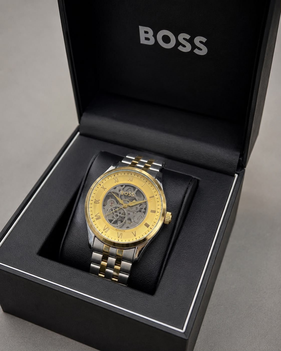 Boss Automatic Skeleton Watch – Gold & Silver | 42mm
